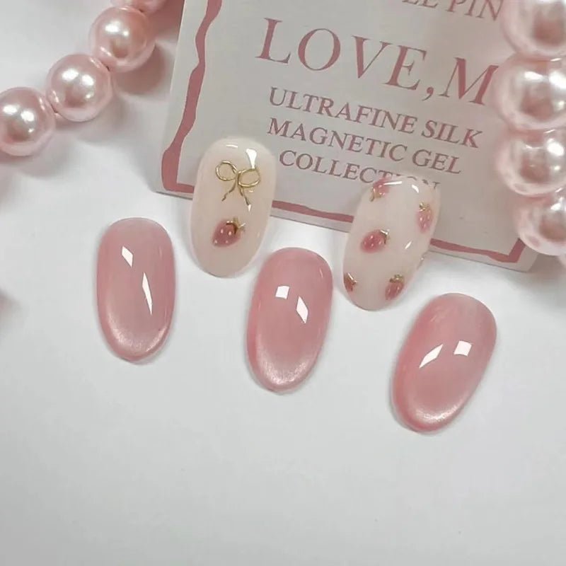 24pcs Oval Short Ombré Press - On Nails — Spring Pink Wearable Nail Art for Women & Girls - Mzunye