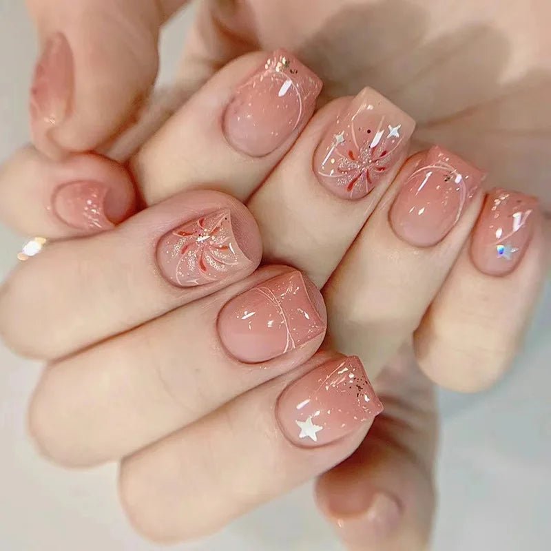 24pcs Oval Short Ombré Press - On Nails — Spring Pink Wearable Nail Art for Women & Girls - Mzunye