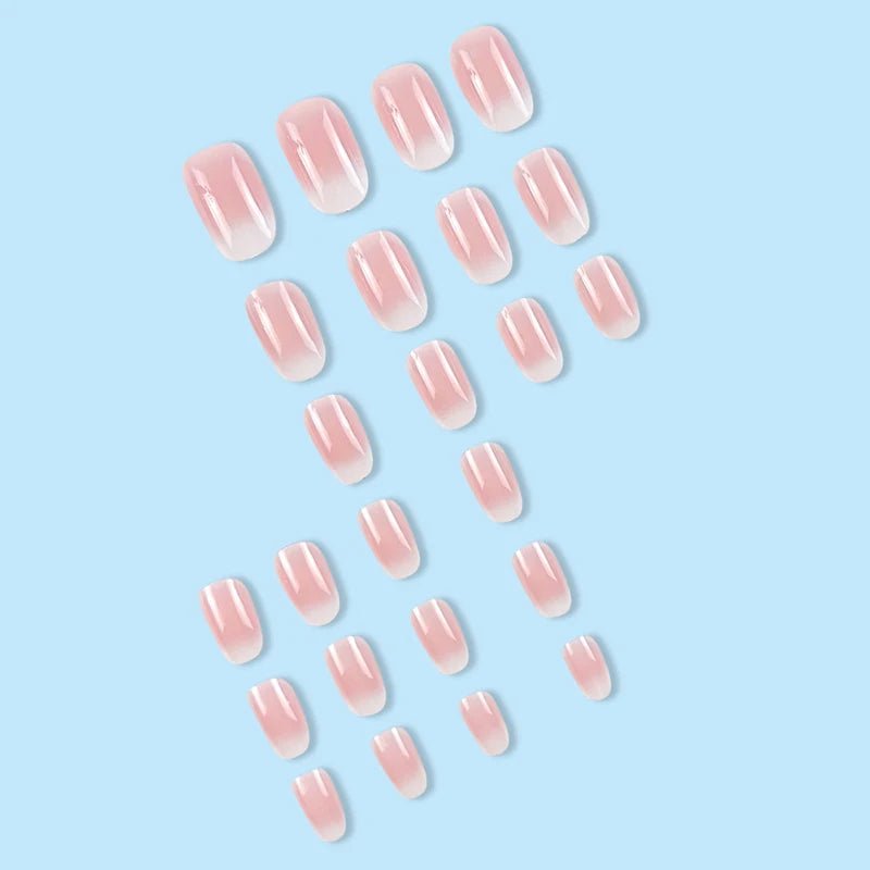 24pcs Oval Short Ombré Press - On Nails — Spring Pink Wearable Nail Art for Women & Girls - Mzunye