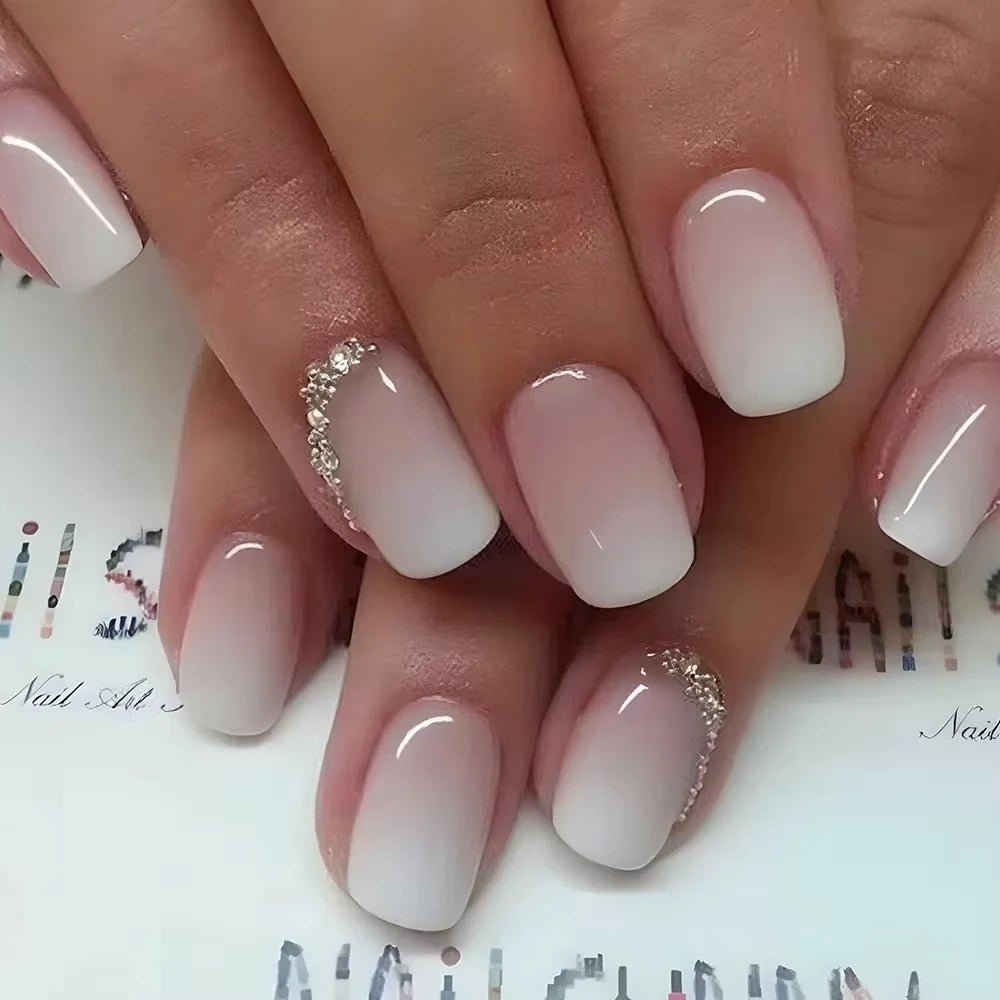24pcs Oval Short Ombré Press - On Nails — Spring Pink Wearable Nail Art for Women & Girls - Mzunye