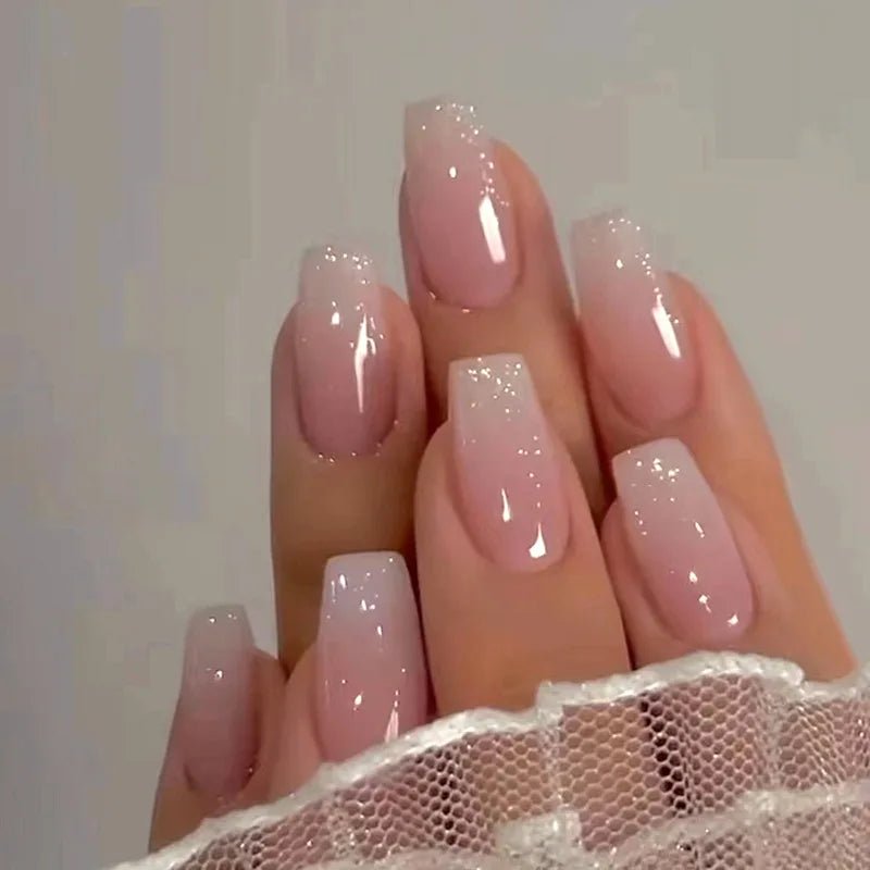 24pcs Oval Short Ombré Press - On Nails — Spring Pink Wearable Nail Art for Women & Girls - Mzunye