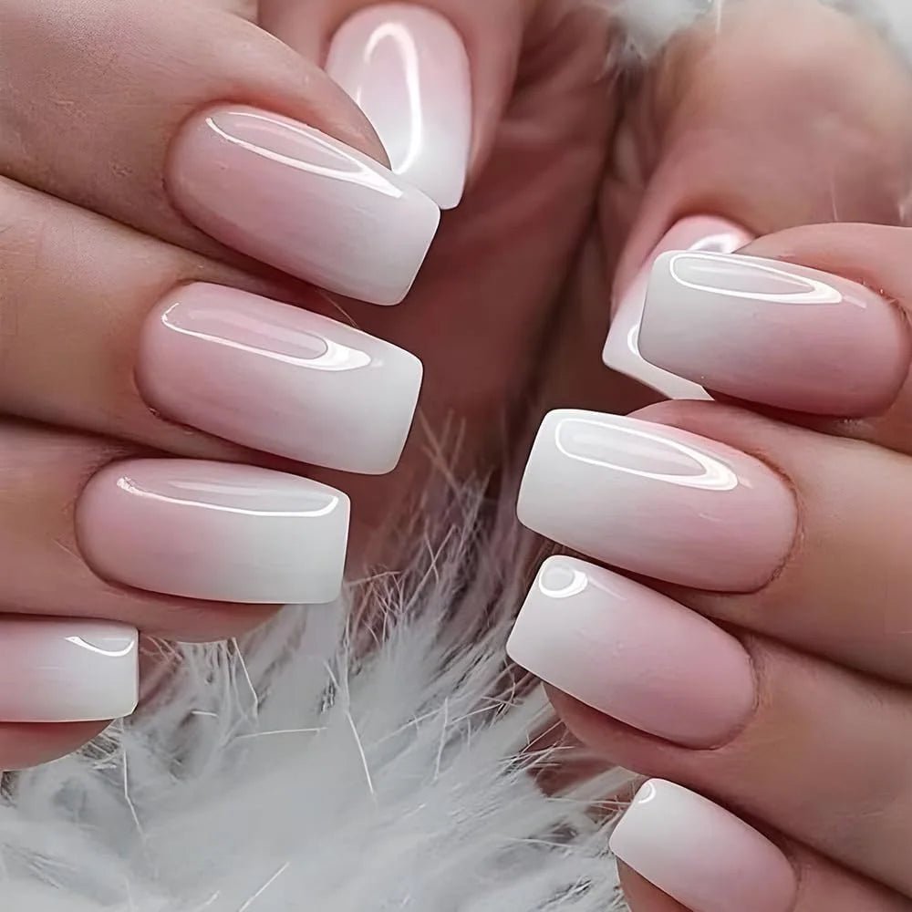 24pcs Oval Short Ombré Press - On Nails — Spring Pink Wearable Nail Art for Women & Girls - Mzunye
