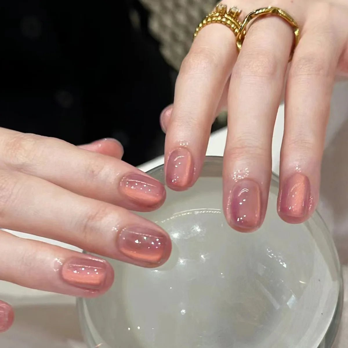 24pcs Oval Short Ombré Press - On Nails — Spring Pink Wearable Nail Art for Women & Girls - Mzunye
