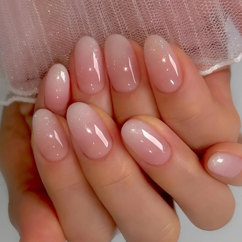 24pcs Oval Short Ombré Press - On Nails — Spring Pink Wearable Nail Art for Women & Girls - Mzunye