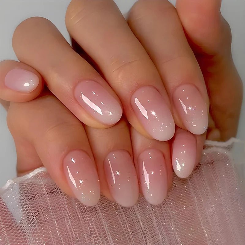 24pcs Oval Short Ombré Press - On Nails — Spring Pink Wearable Nail Art for Women & Girls - Mzunye