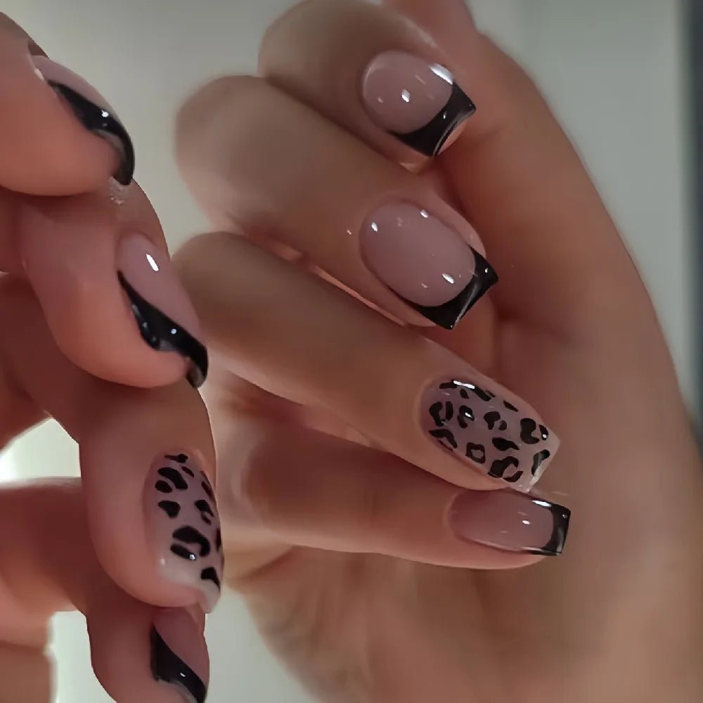 24pcs Press - On Nails — Short Almond Bowknot & French Tip Sweet Nail Set - Mzunye