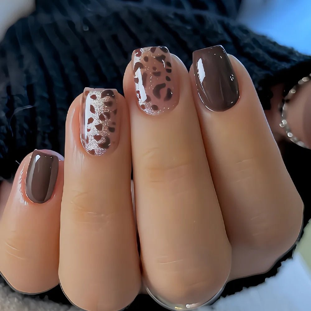 24pcs Press - On Nails — Short Almond Bowknot & French Tip Sweet Nail Set - Mzunye