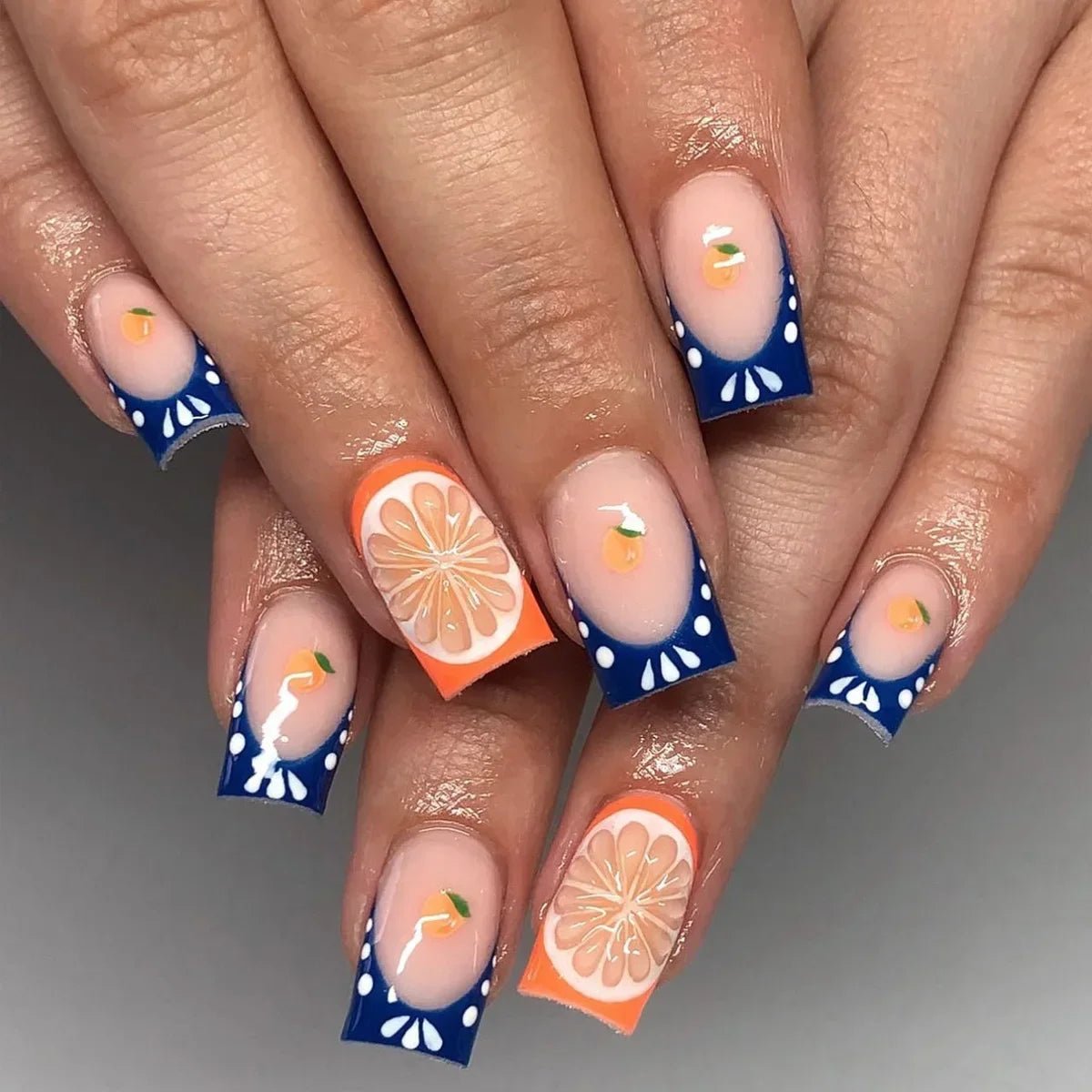 24pcs Press - On Nails — Short Almond Bowknot & French Tip Sweet Nail Set - Mzunye