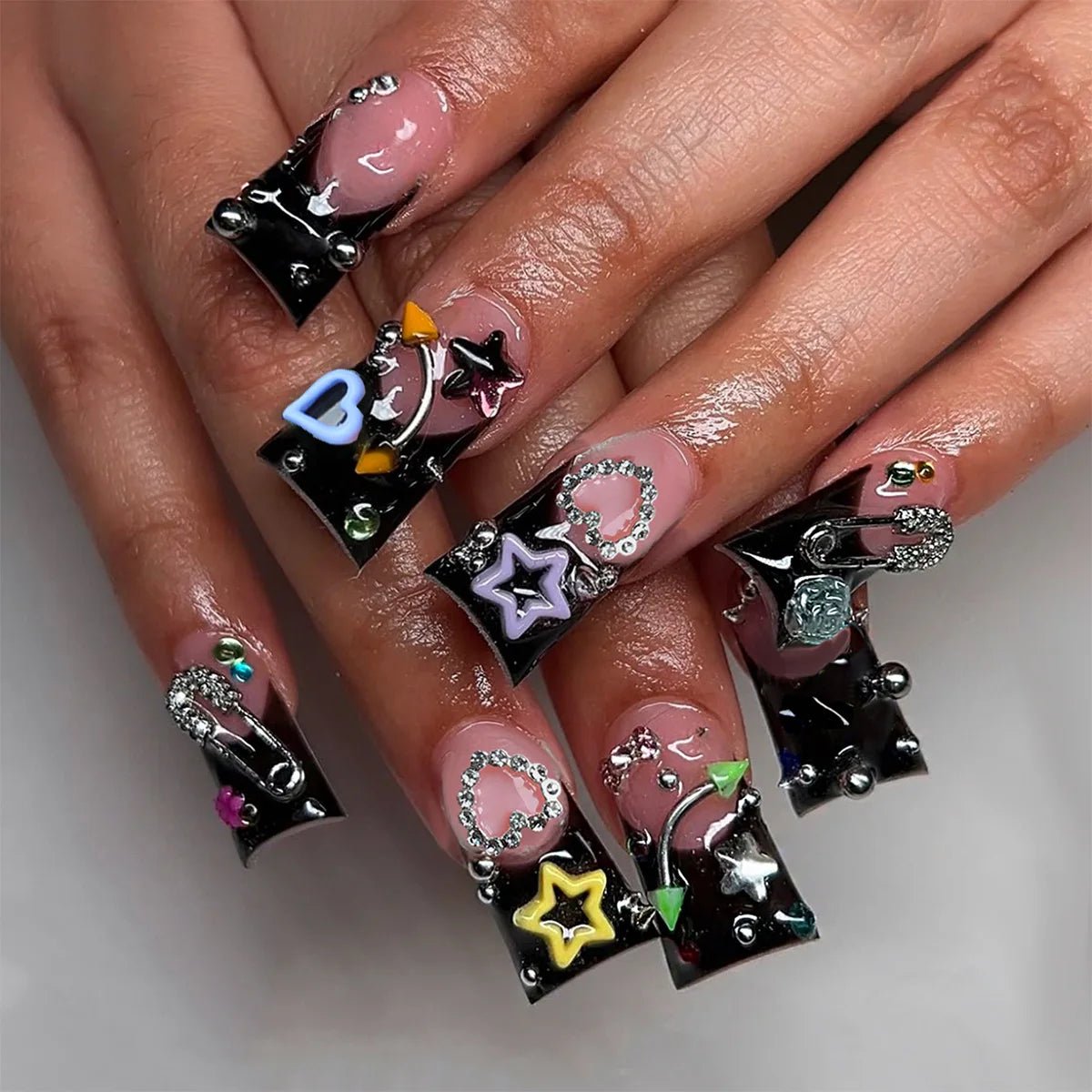 24pcs Press - On Nails — Short Almond Bowknot & French Tip Sweet Nail Set - Mzunye