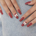 24pcs White French Press - On Nails — 3D Bowknot Full Cover Wearable Fake Nails for Women & Girls - Mzunye