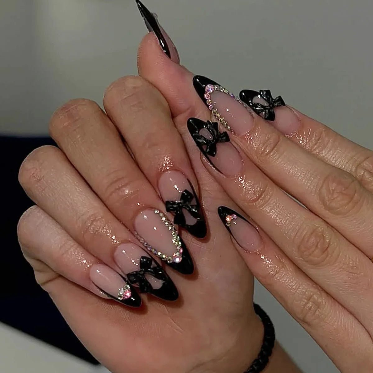 24pcs White French Press - On Nails — 3D Bowknot Full Cover Wearable Fake Nails for Women & Girls - Mzunye