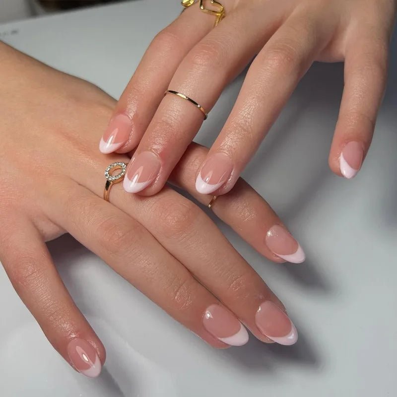 24pcs White French Press - On Nails — 3D Bowknot Full Cover Wearable Fake Nails for Women & Girls - Mzunye