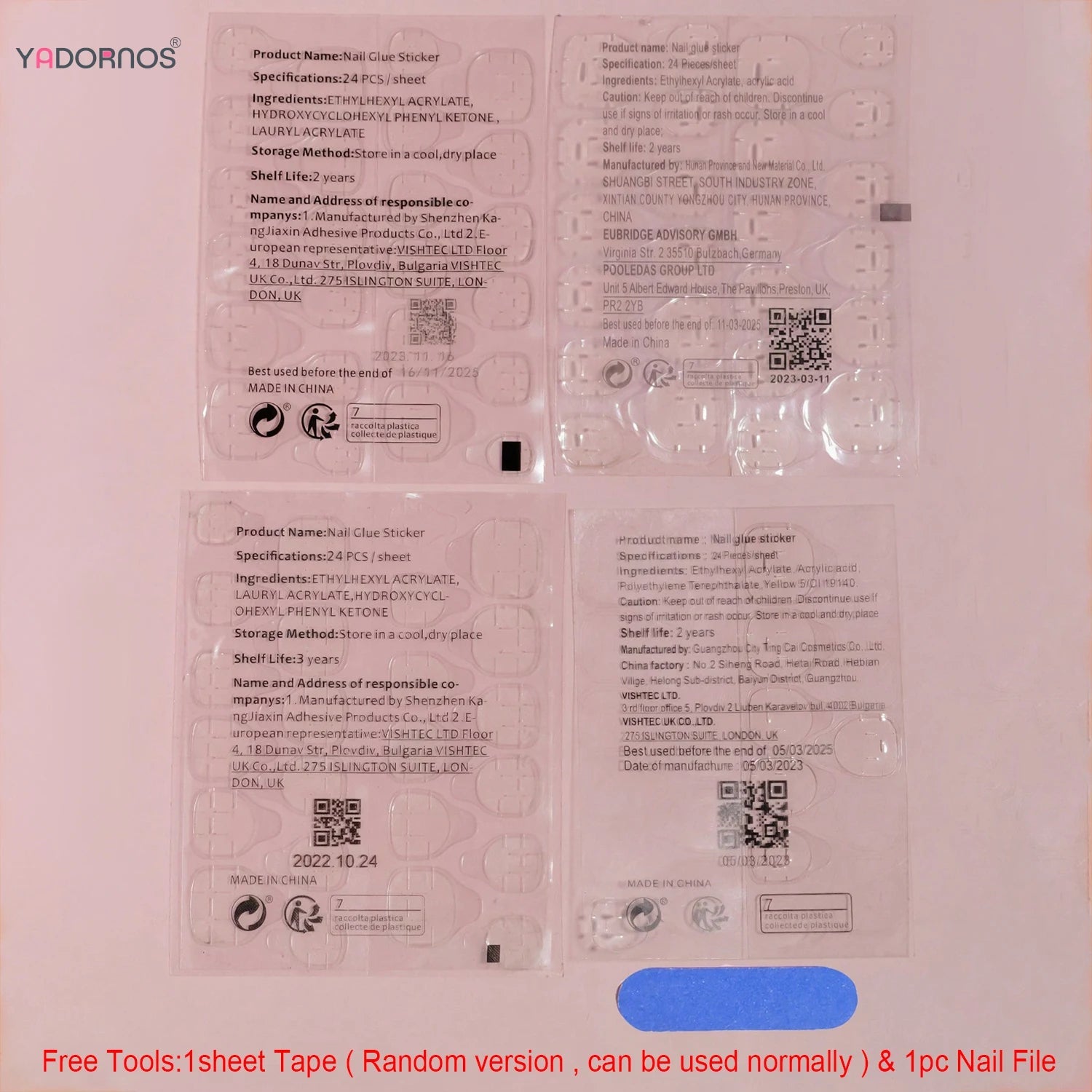 24pcs White French Press - On Nails — 3D Bowknot Full Cover Wearable Fake Nails for Women & Girls - Mzunye