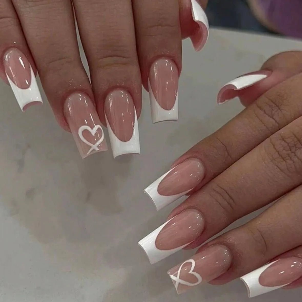 24pcs White French Press - On Nails — 3D Bowknot Full Cover Wearable Fake Nails for Women & Girls - Mzunye