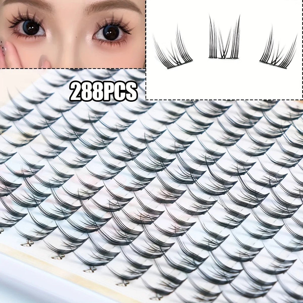 288 Piece Cat Eye C - Curl Lash Extensions — 10–14mm Natural Lightweight Volume - Mzunye