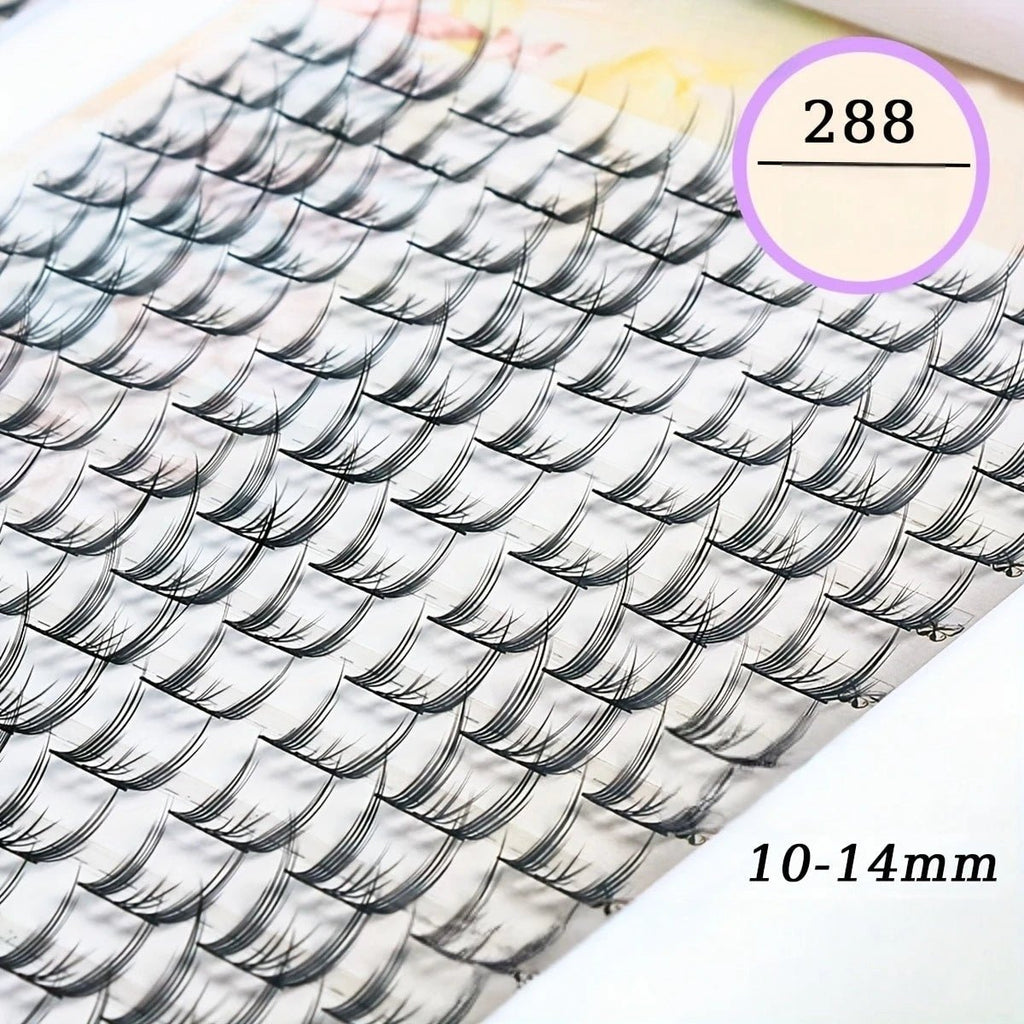 288 Piece Cat Eye C - Curl Lash Extensions — 10–14mm Natural Lightweight Volume - Mzunye