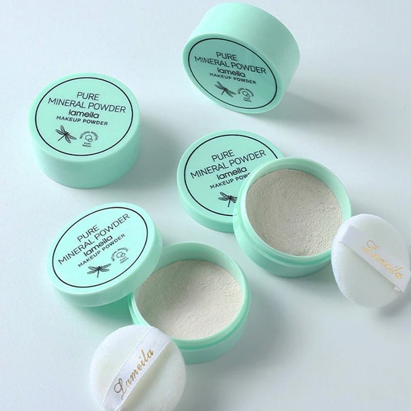 3 - Color Loose Powder – Oil Control Long - Lasting Setting Powder with Puff - Mzunye