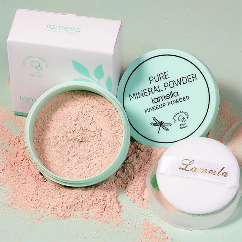 3 - Color Loose Powder – Oil Control Long - Lasting Setting Powder with Puff - Mzunye