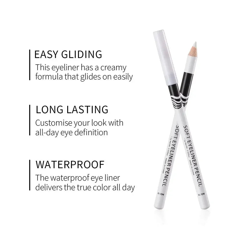 3 - Pack Matte White Eyeliner Pencils — Waterproof, Fast - Drying & Long - Lasting - Mzunye
