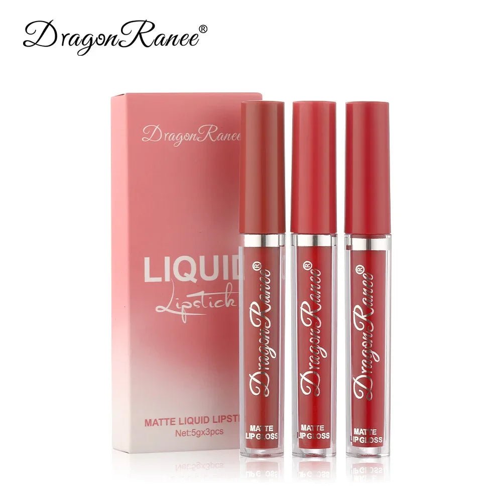 3pc Korean Matte Liquid Lipstick Set — Long - Lasting Waterproof Lip Makeup for Women - Mzunye