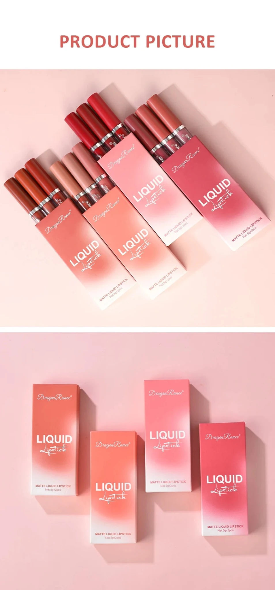 3pc Korean Matte Liquid Lipstick Set — Long - Lasting Waterproof Lip Makeup for Women - Mzunye