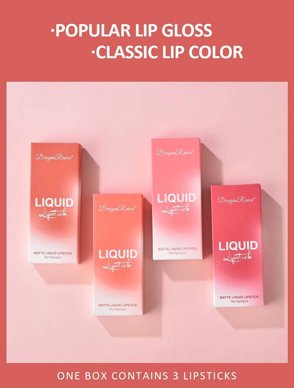 3pc Korean Matte Liquid Lipstick Set — Long - Lasting Waterproof Lip Makeup for Women - Mzunye