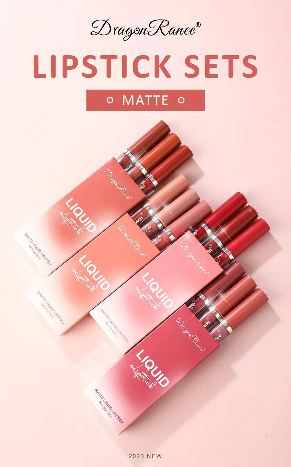 3pc Korean Matte Liquid Lipstick Set — Long - Lasting Waterproof Lip Makeup for Women - Mzunye