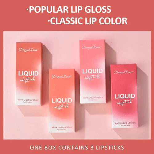 3pc Korean Matte Liquid Lipstick Set — Long - Lasting Waterproof Lip Makeup for Women - Mzunye