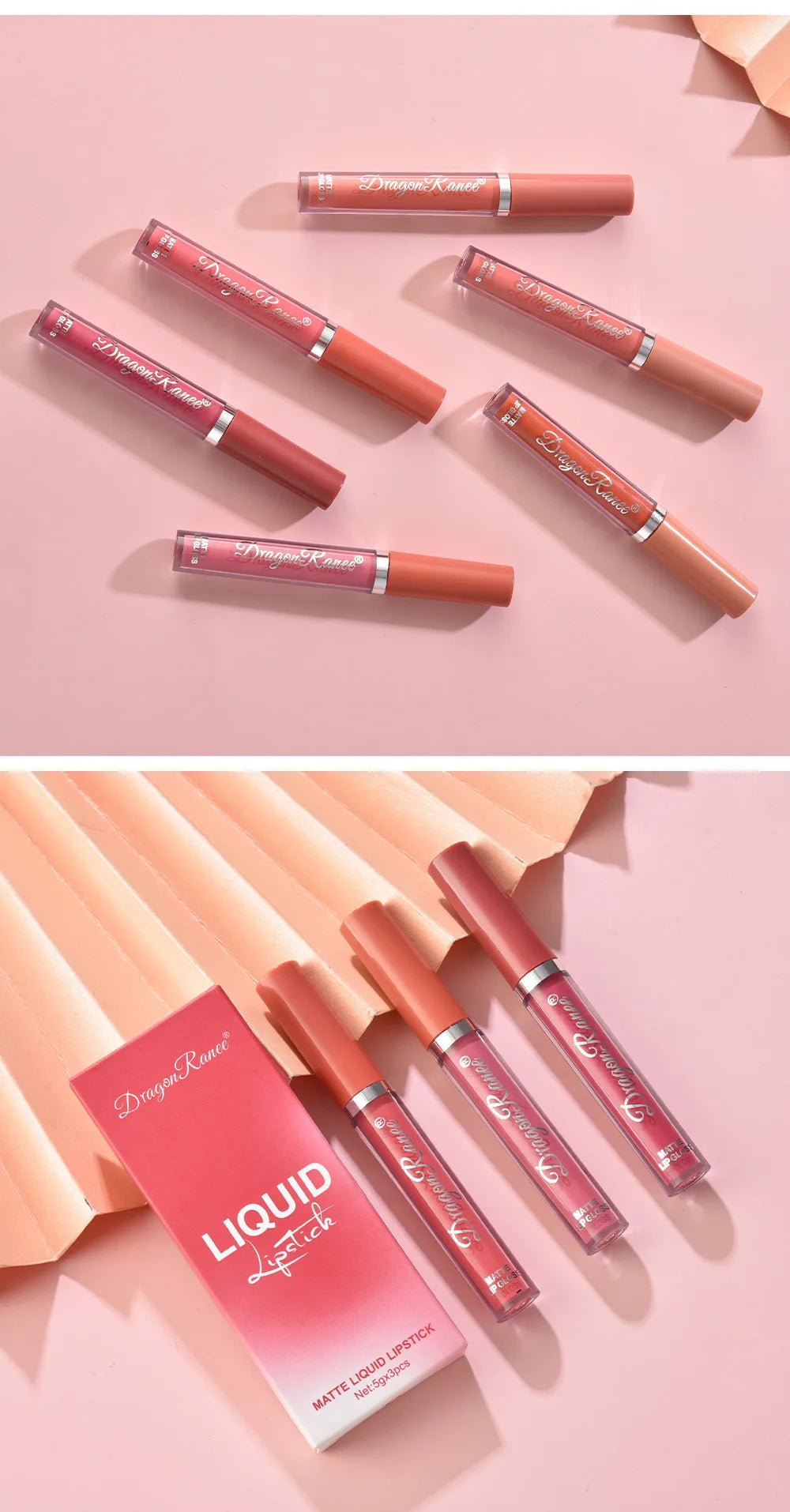 3pc Korean Matte Liquid Lipstick Set — Long - Lasting Waterproof Lip Makeup for Women - Mzunye