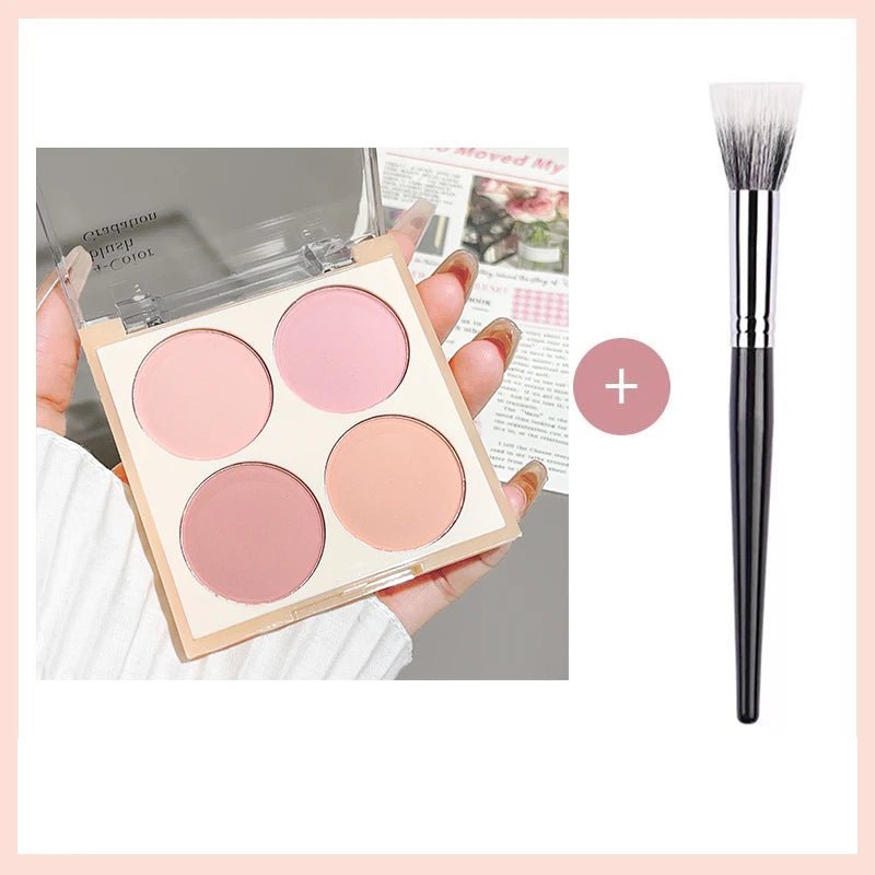 4 - Color Matte Blush Palette — Peach Pink & Coral Korean Soft Glow - Mzunye