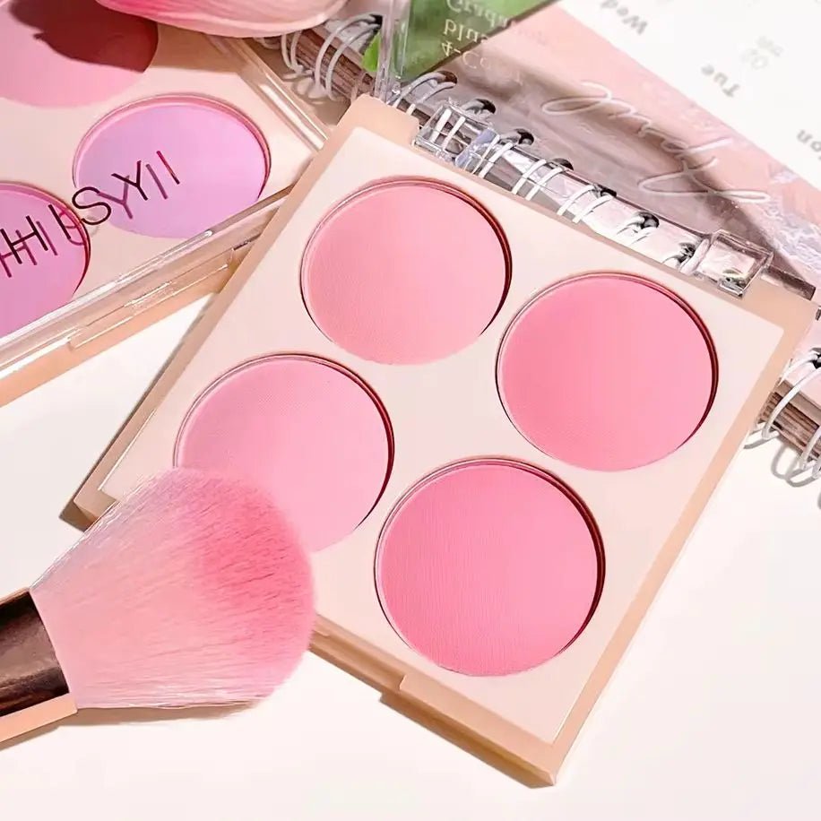 4 - Color Matte Blush Palette — Peach Pink & Coral Korean Soft Glow - Mzunye