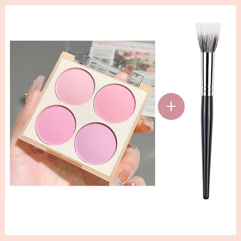 4 - Color Matte Blush Palette — Peach Pink & Coral Korean Soft Glow - Mzunye