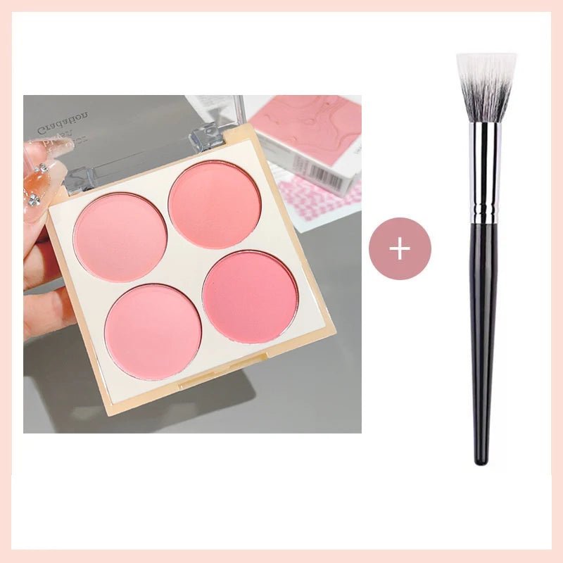 4 - Color Matte Blush Palette — Peach Pink & Coral Korean Soft Glow - Mzunye