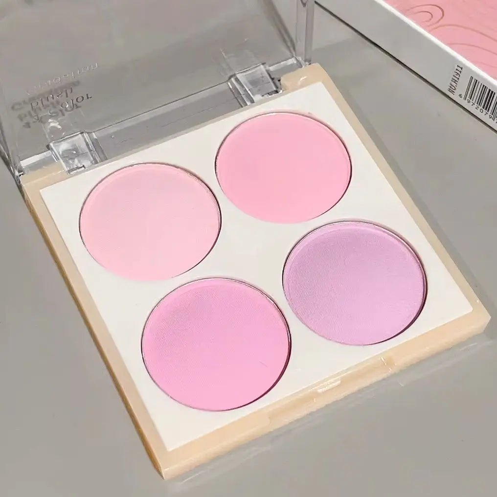 4 - Color Matte Blush Palette — Peach Pink & Coral Korean Soft Glow - Mzunye