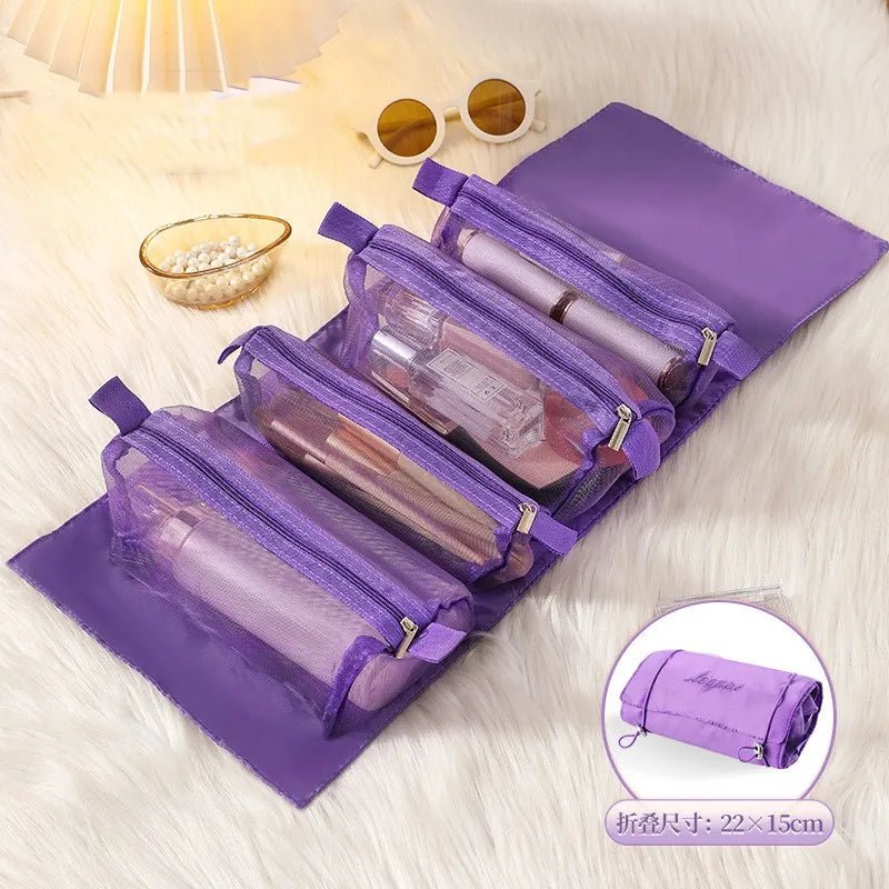 4 - in - 1 Detachable Makeup Bag – Large Capacity Folding Travel Cosmetic Organizer - Mzunye