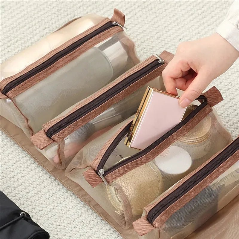 4 - in - 1 Detachable Makeup Bag – Large Capacity Folding Travel Cosmetic Organizer - Mzunye