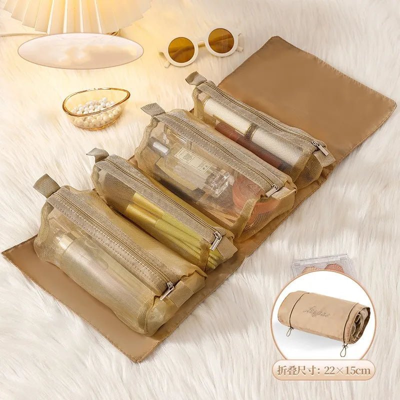 4 - in - 1 Detachable Makeup Bag – Large Capacity Folding Travel Cosmetic Organizer - Mzunye