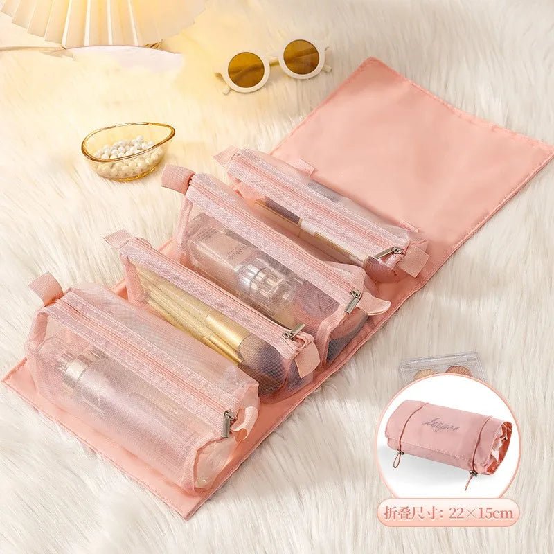 4 - in - 1 Detachable Makeup Bag – Large Capacity Folding Travel Cosmetic Organizer - Mzunye