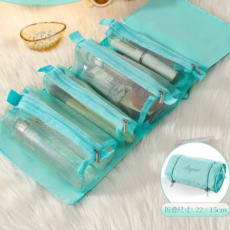 4 - in - 1 Detachable Makeup Bag – Large Capacity Folding Travel Cosmetic Organizer - Mzunye