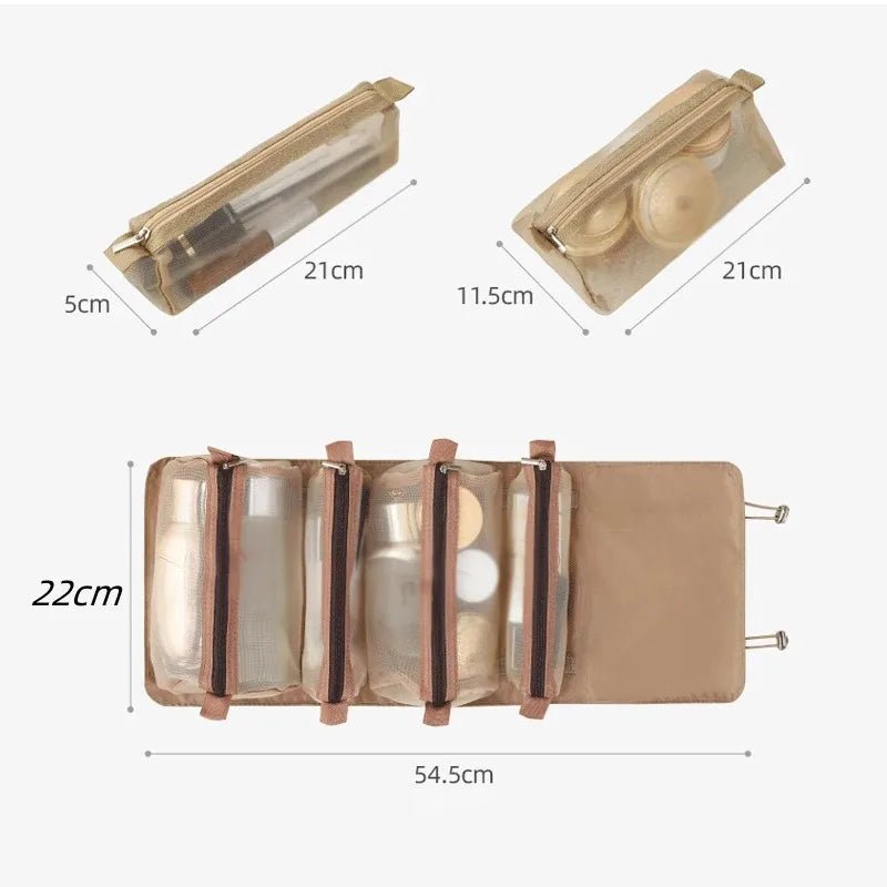 4 - in - 1 Detachable Makeup Bag – Large Capacity Folding Travel Cosmetic Organizer - Mzunye
