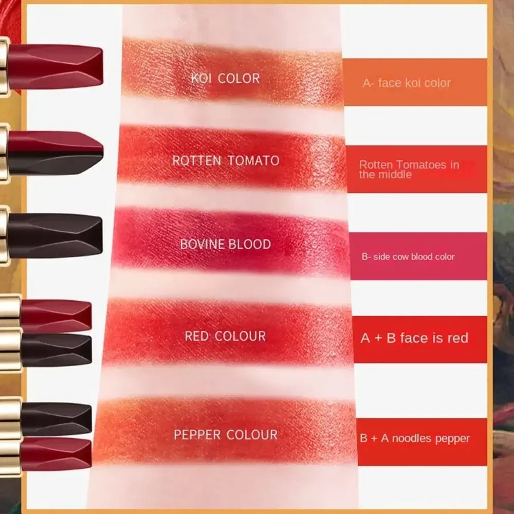 5 - in - 1 Velvet Mist Matte Lipstick Set — Long - Lasting, Moisturizing, Non - Stick Cup Lip Gloss & Lipstick - Mzunye