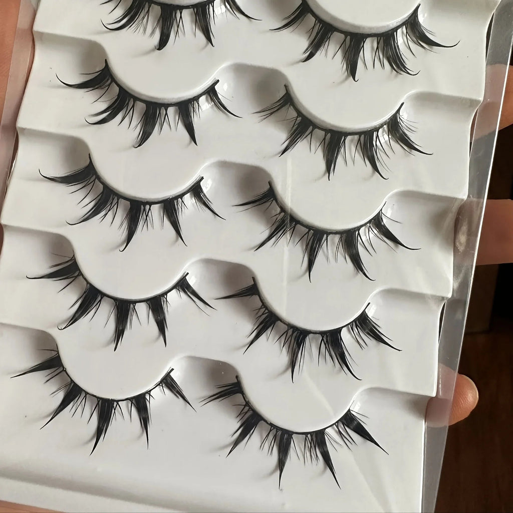 5 Pairs Anime Demon - Style Faux Lashes — Dramatic Volume & Length for Bold Creative Looks - Mzunye