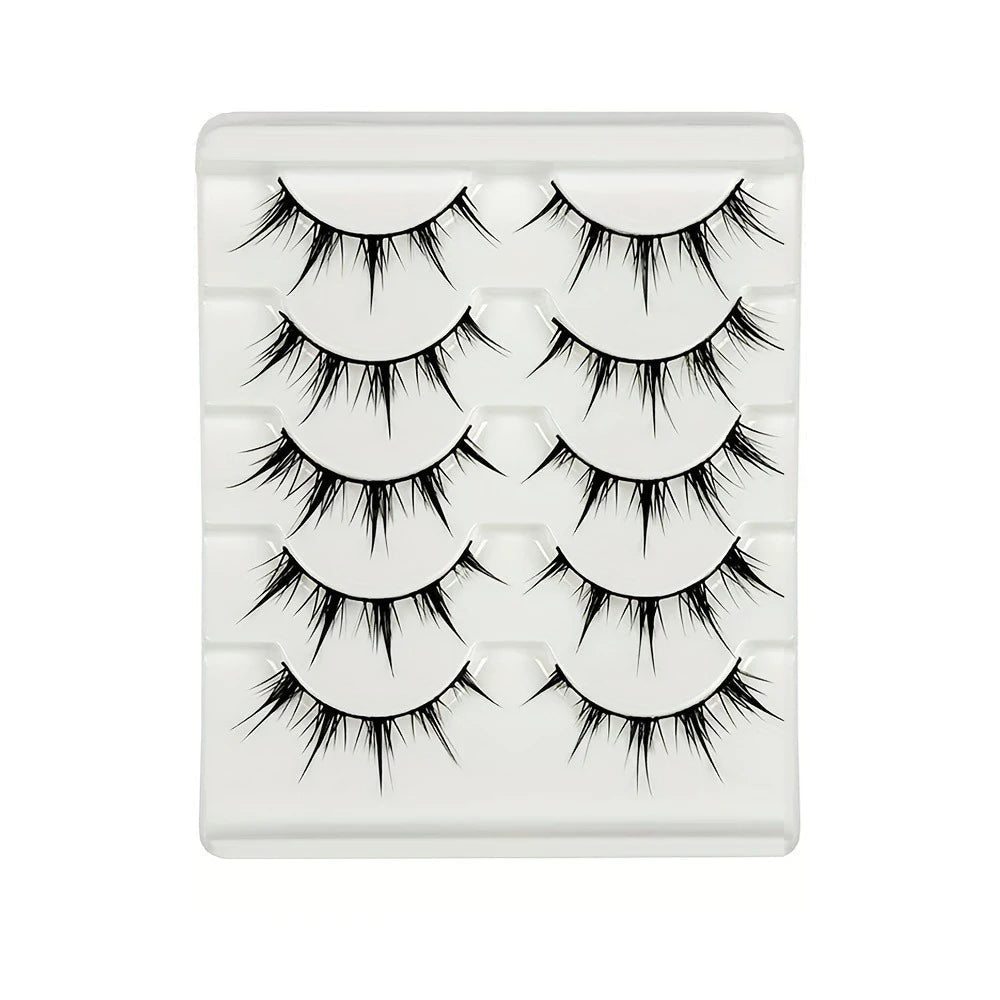 5 Pairs Anime Demon - Style Faux Lashes — Dramatic Volume & Length for Bold Creative Looks - Mzunye