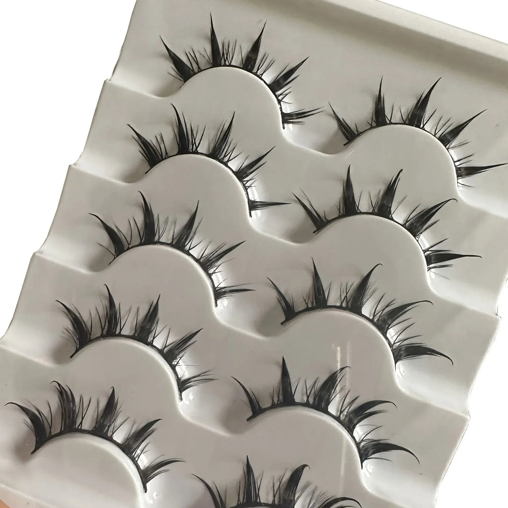 5 Pairs Anime Demon - Style Faux Lashes — Dramatic Volume & Length for Bold Creative Looks - Mzunye