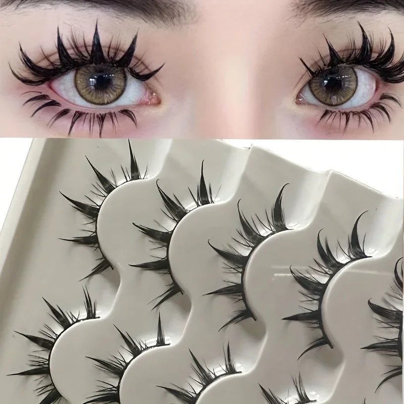 5 Pairs Anime Demon - Style Faux Lashes — Dramatic Volume & Length for Bold Creative Looks - Mzunye