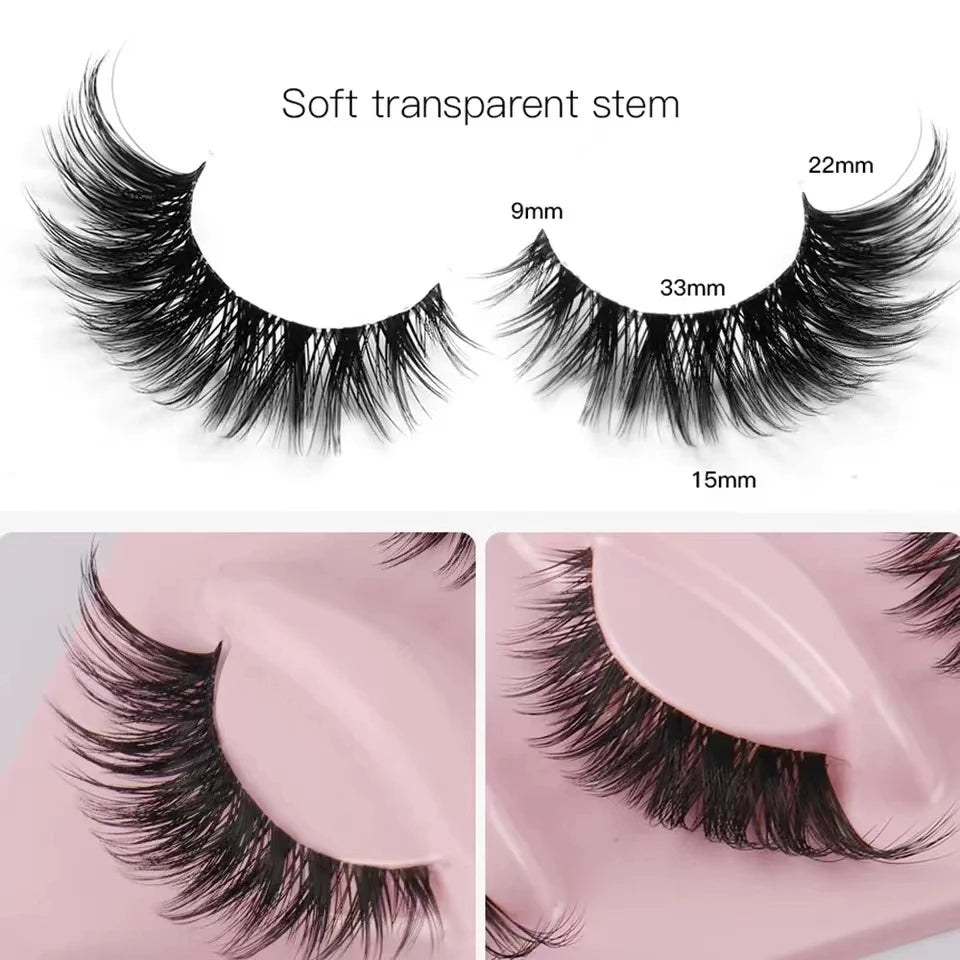 5 Pairs Elongating Cat Eye Faux Lashes — Wispy, Lifted & Natural - Looking - Mzunye