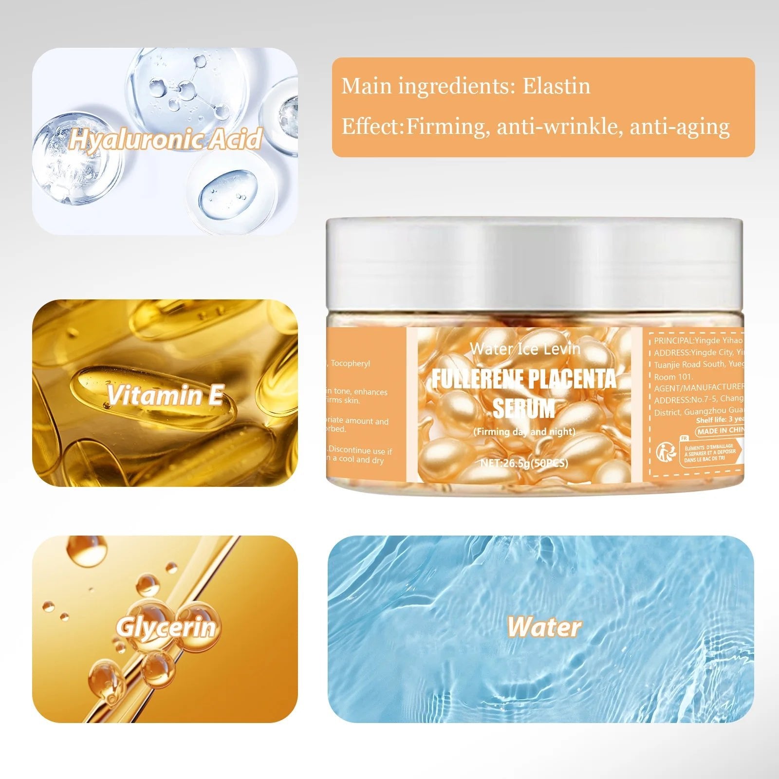 50 - Piece Collagen & Hyaluronic Acid Face Capsules Serum | Anti - Acne, Firming, Whitening & Wrinkle Remover - Mzunye