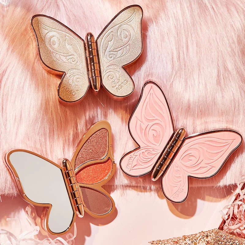 6 Color Eyeshadow Palette — Butterfly Koi Pearl Sequins Glitter Matte Eye Makeup in 4 Designs - Mzunye