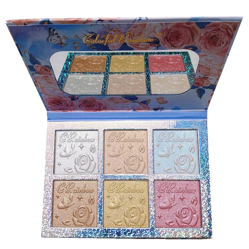 6 - Color Highlight & Blush Palette — Pearlescent Glow, Contour & Eyeshadow - Mzunye