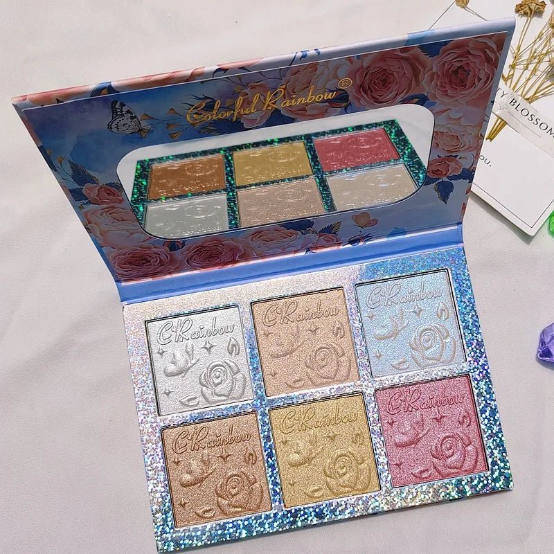 6 - Color Highlight & Blush Palette — Pearlescent Glow, Contour & Eyeshadow - Mzunye